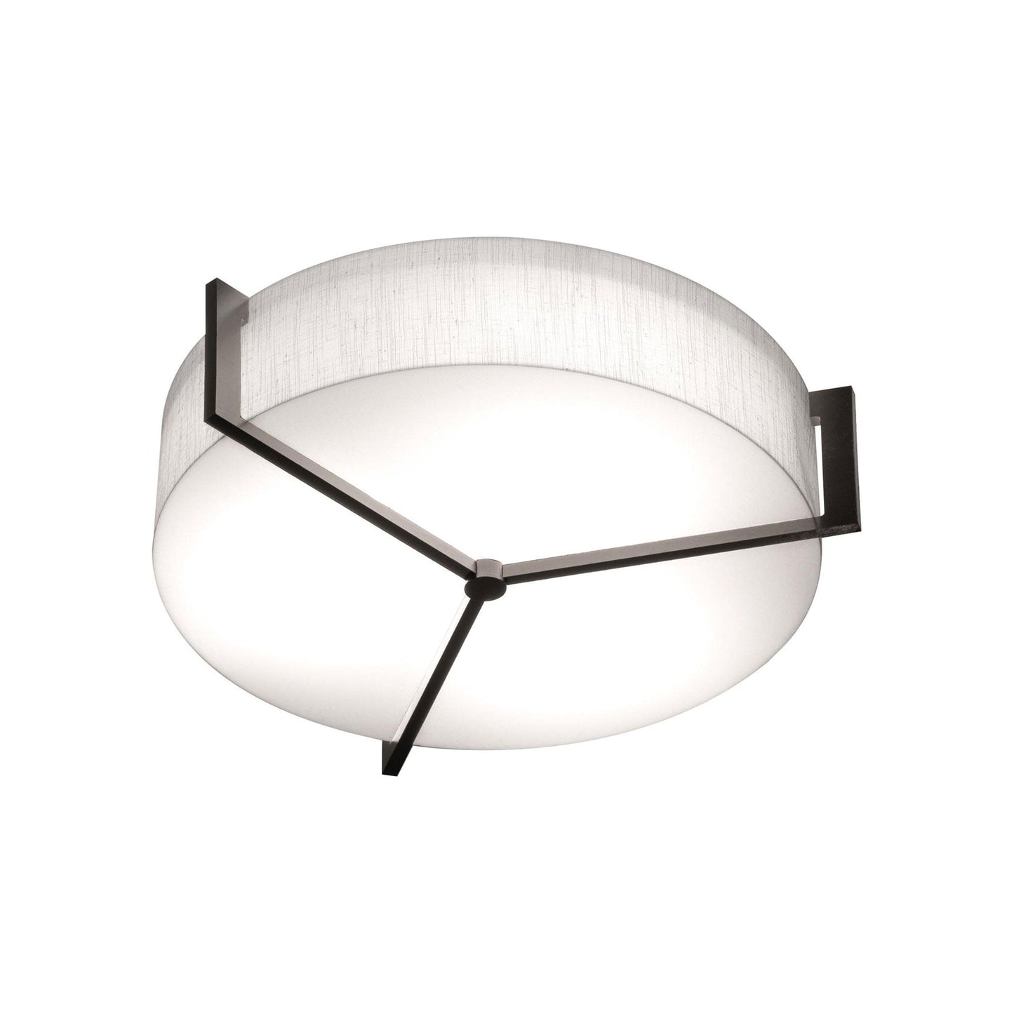 Apex LED Flush Mount Ceiling Light in Linen White/Espresso (21.25-Inch).