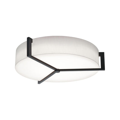 Apex LED Flush Mount Ceiling Light in Linen White/Espresso (27.25-Inch).