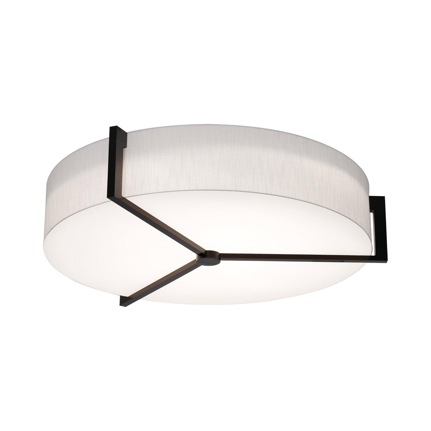 Apex LED Flush Mount Ceiling Light in Linen White/Espresso (33.38-Inch).