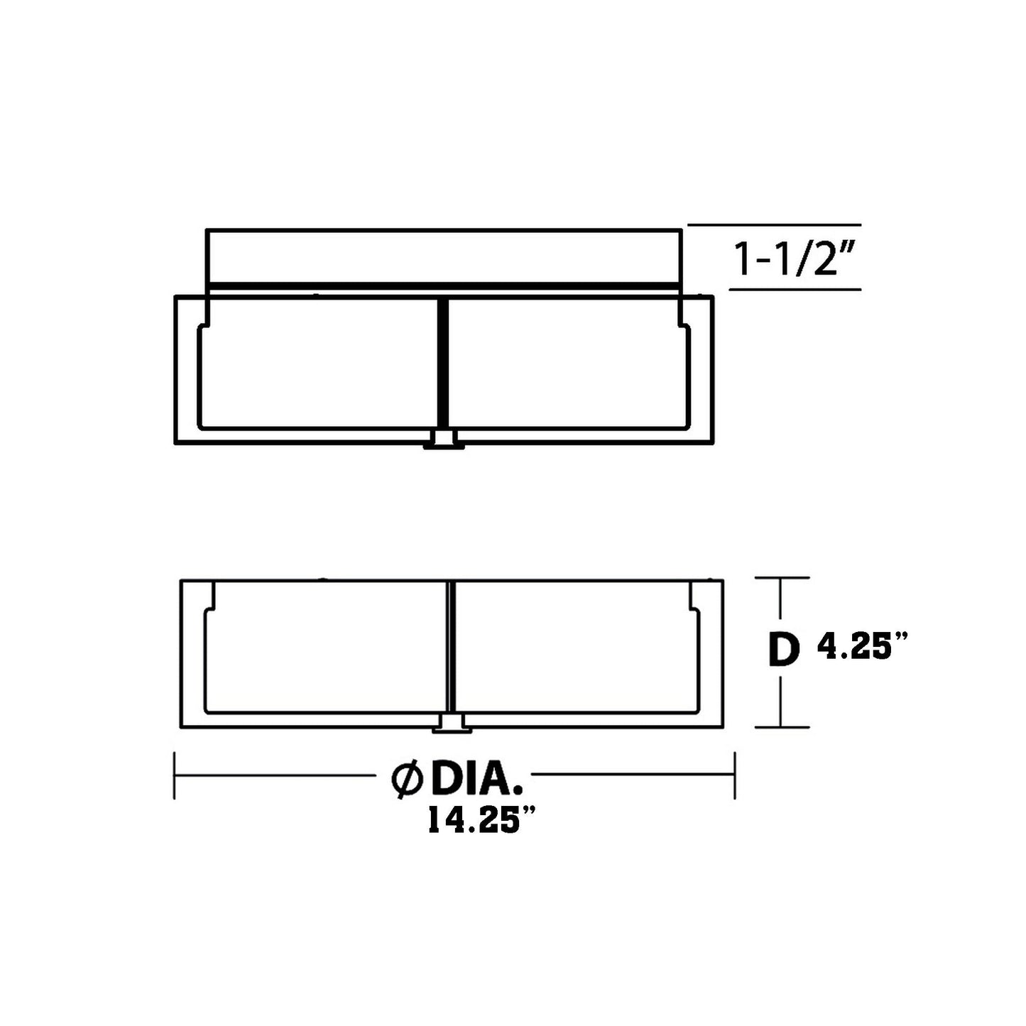 Apex LED Flush Mount Ceiling Light - line drawing.