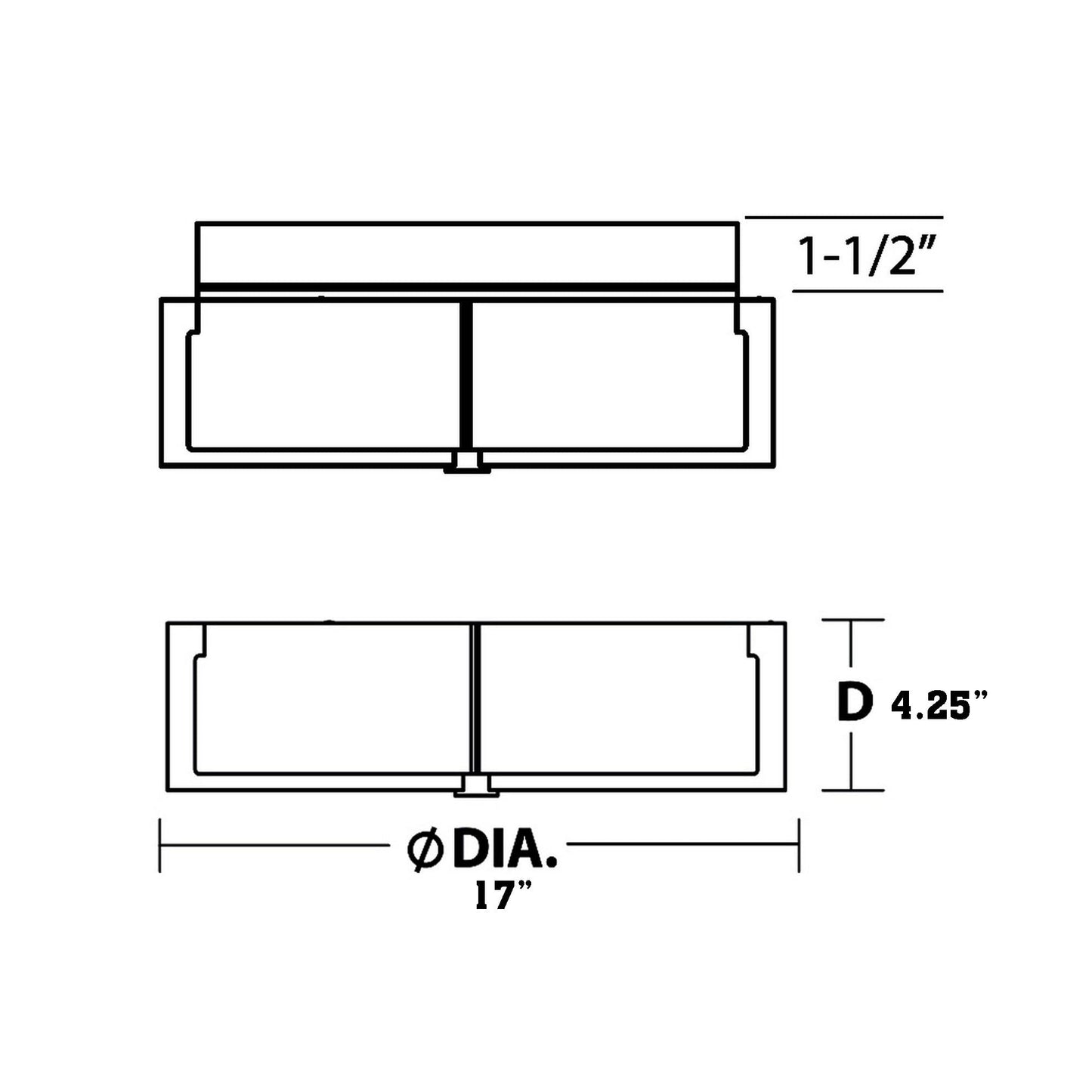 Apex LED Flush Mount Ceiling Light - line drawing.