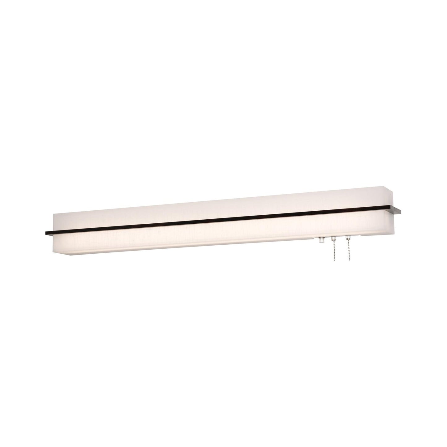 Apex LED Overbed Wall Light in Linen White/Espresso (38-Inch).