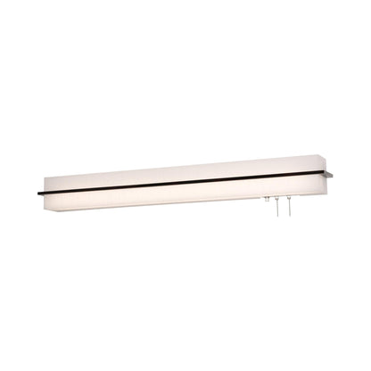 Apex LED Overbed Wall Light in Linen White/Espresso (38-Inch).