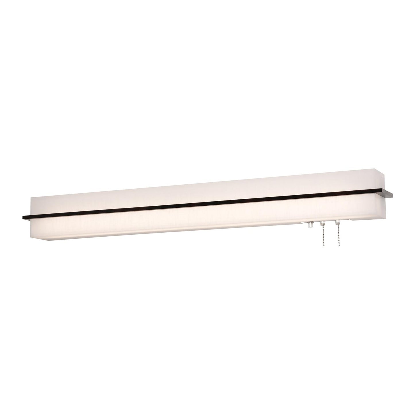 Apex LED Overbed Wall Light in Linen White/Espresso (50-Inch).