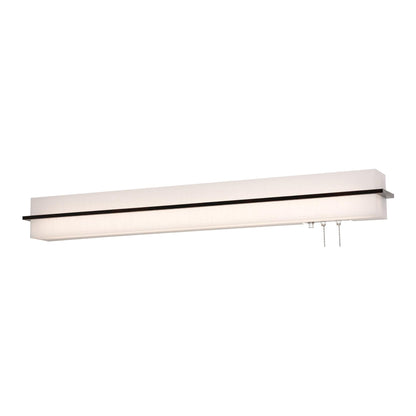 Apex LED Overbed Wall Light in Linen White/Espresso (50-Inch).