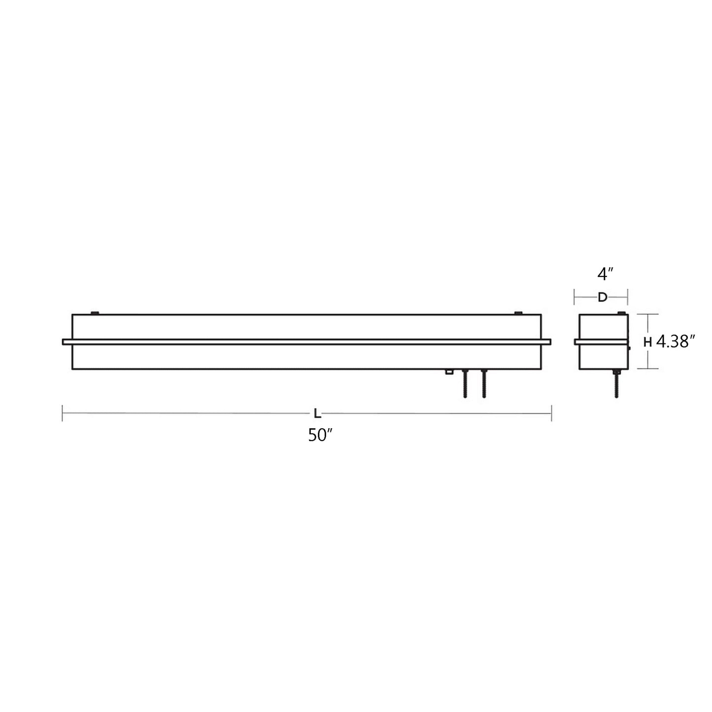 Apex LED Overbed Wall Light - line drawing.