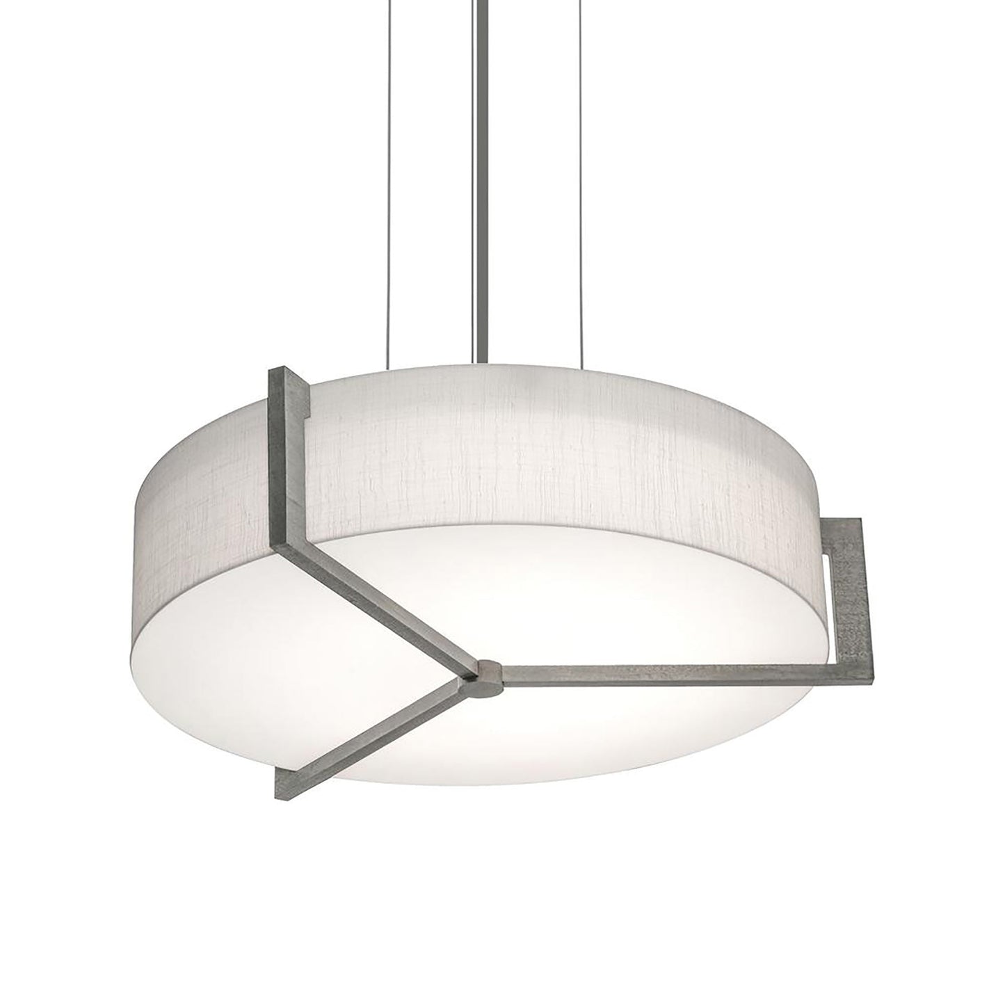 Apex LED Pendant Light in Linen White/Weathered Grey (17-Inch).