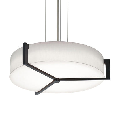Apex LED Pendant Light in Linen White/Espresso (27.25-Inch).