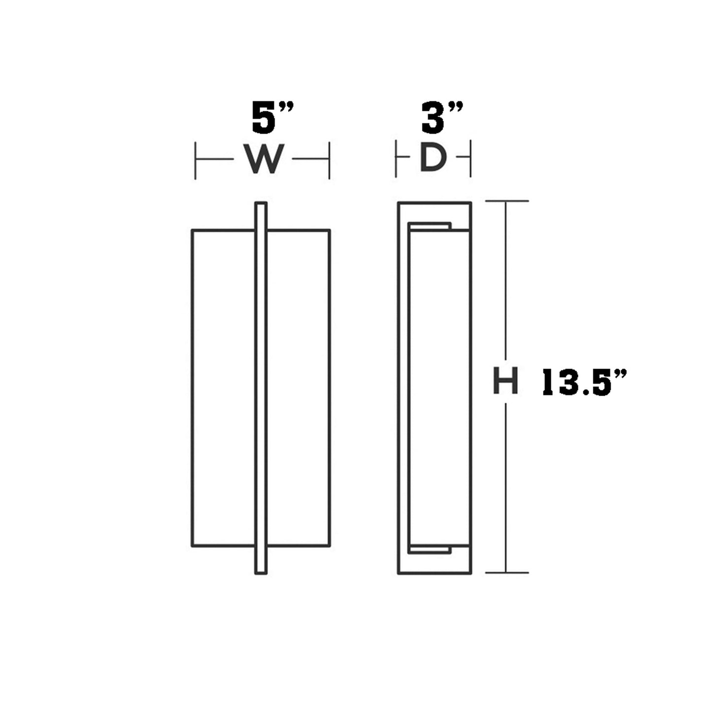 Apex LED Wall Light - line drawing.