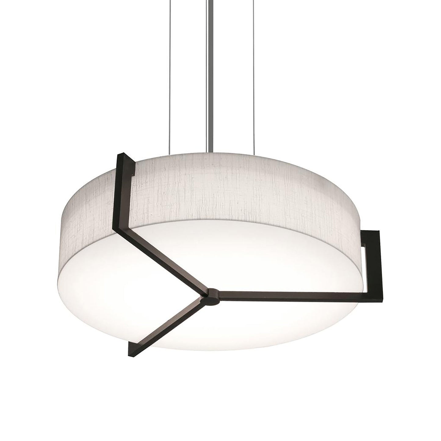 Apex Pendant Light in Linen White/Espresso (17-Inch).