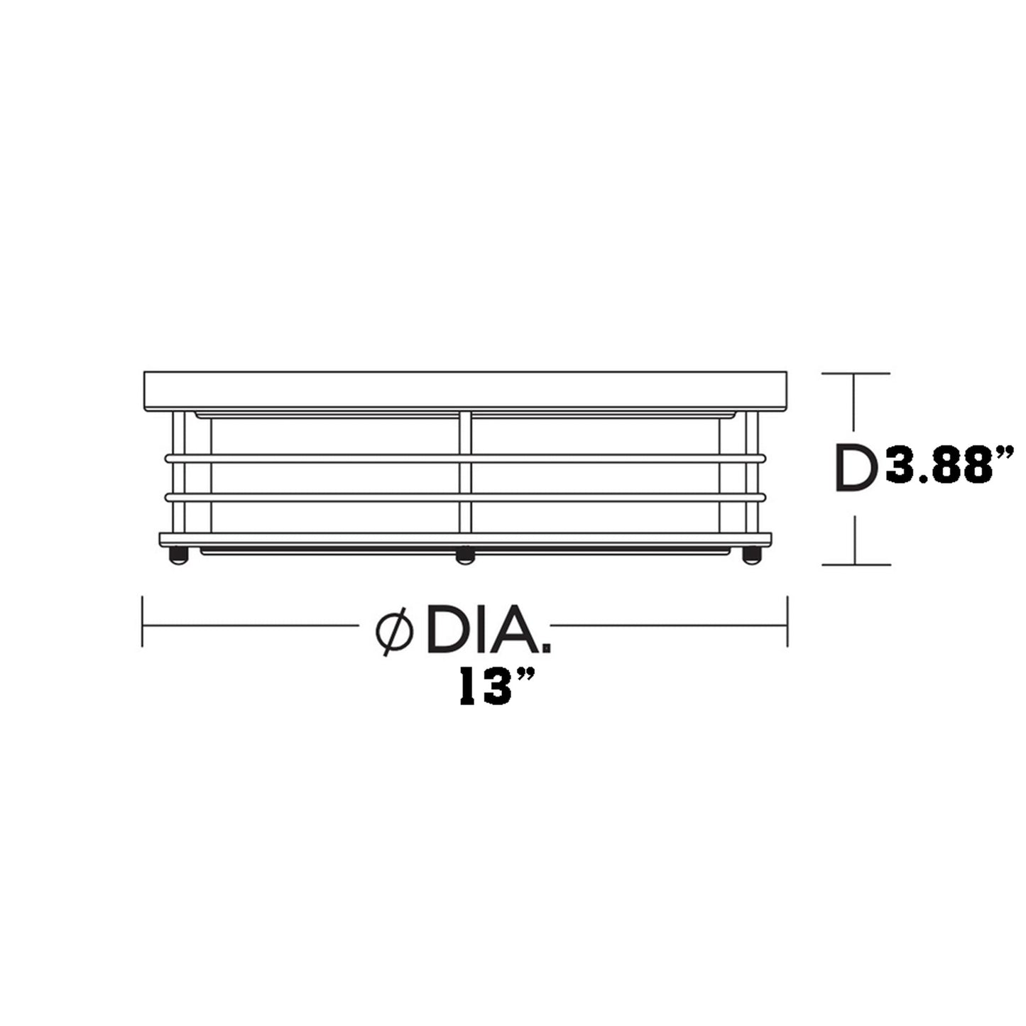 Archer Flush Mount Ceiling Light - line drawing.