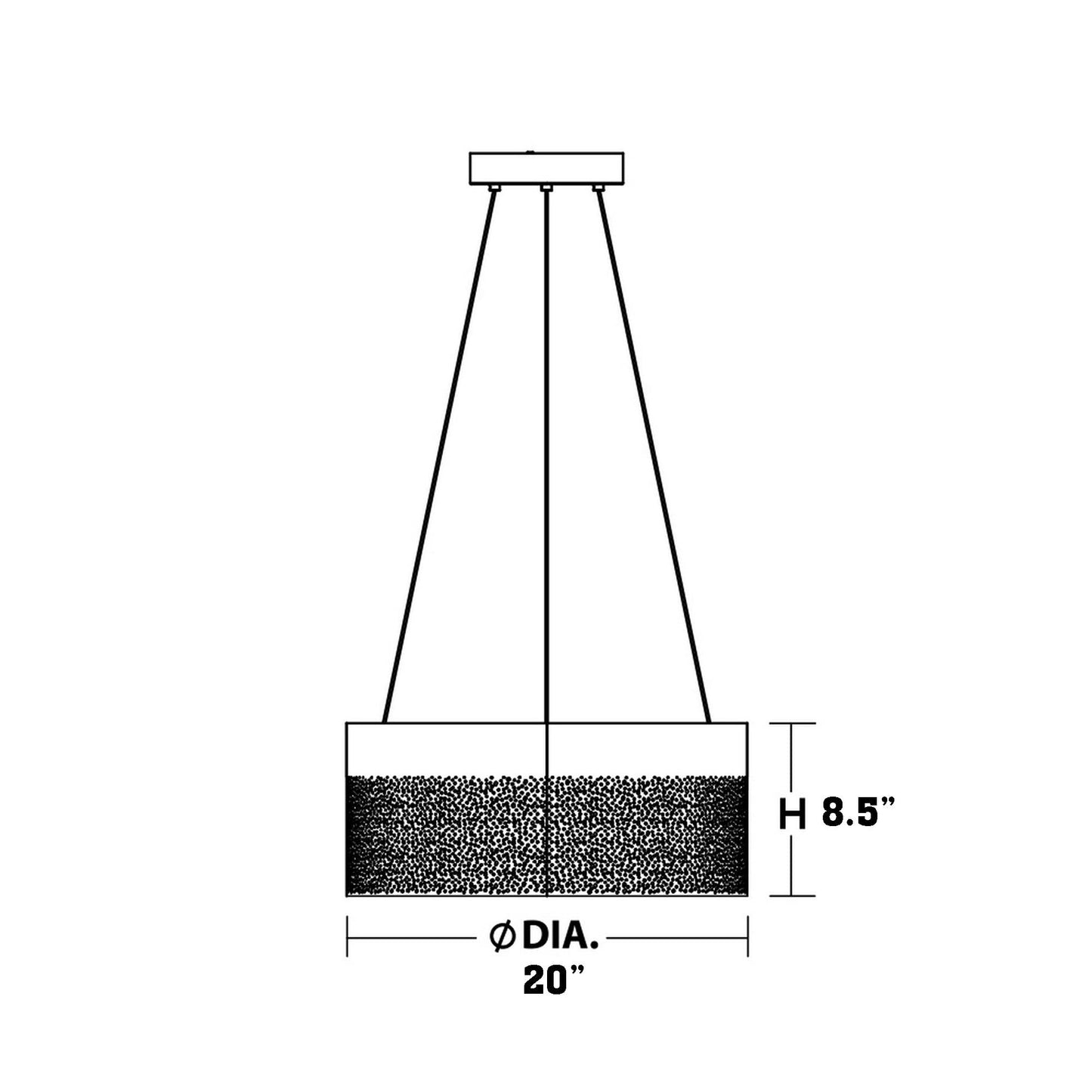 Ash Round LED Pendant Light - line drawing.