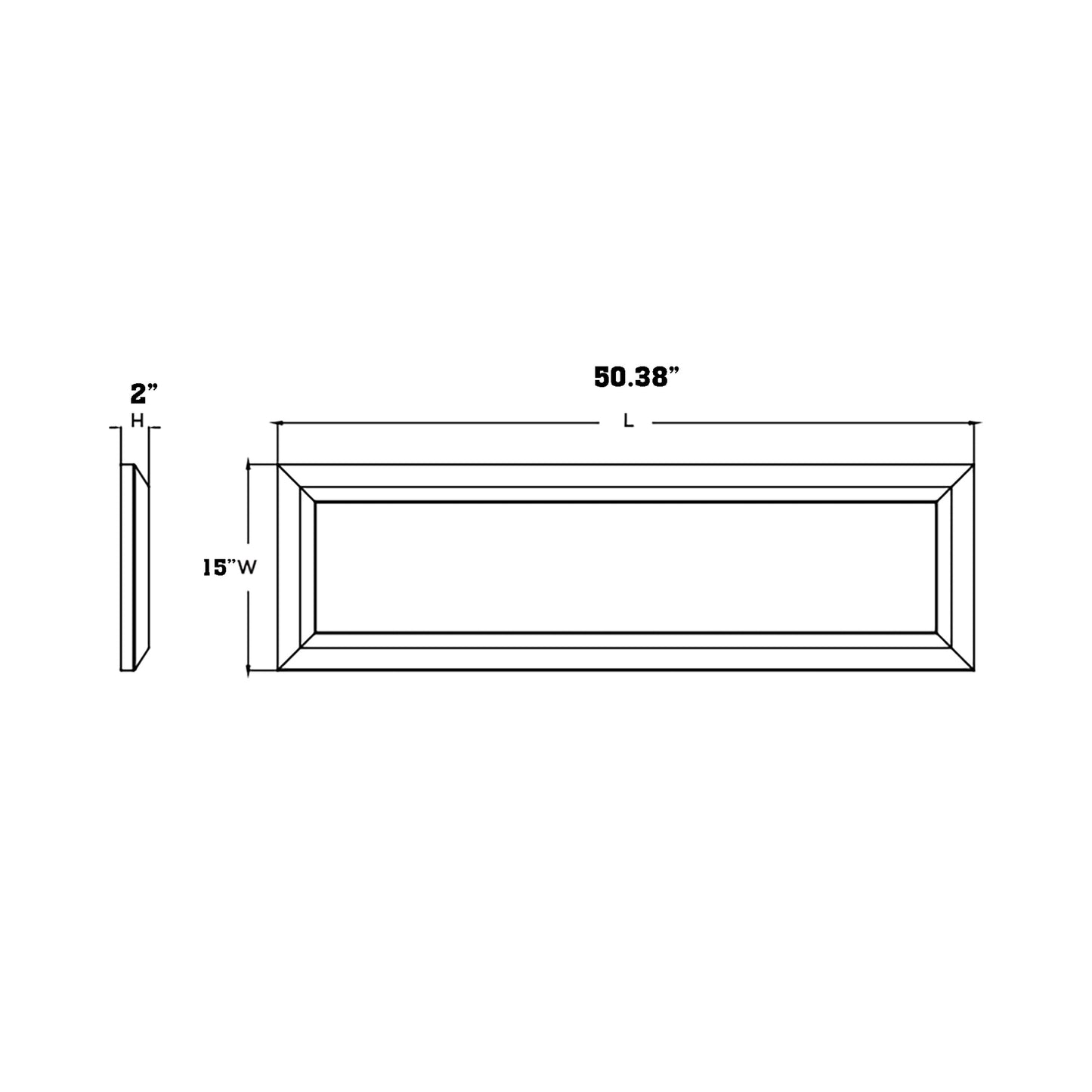 Atlas Linear LED Flush Mount Ceiling Light - line drawing.