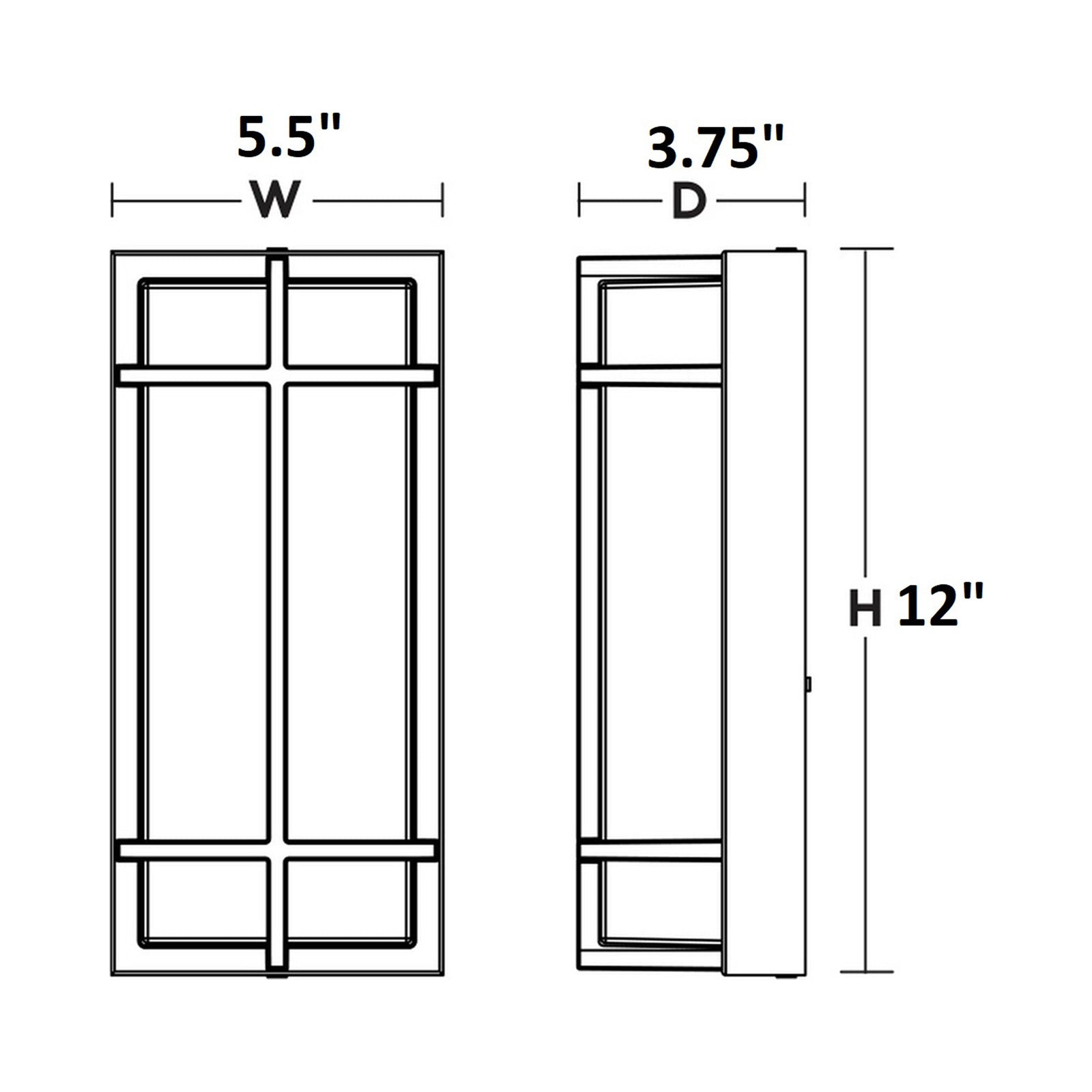 August Outdoor LED Wall Light - line drawing.