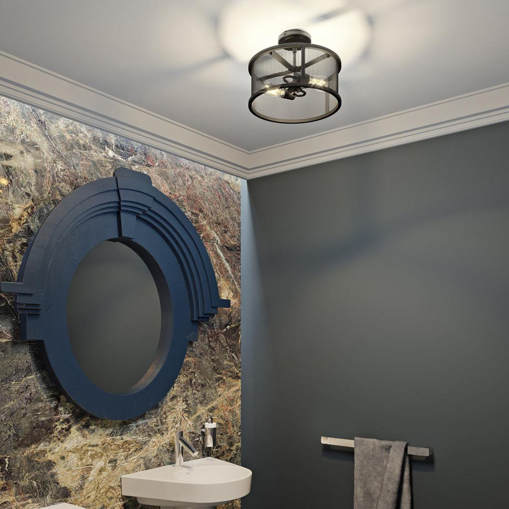 Austin Semi Flush Mount Ceiling Light in bathroom.