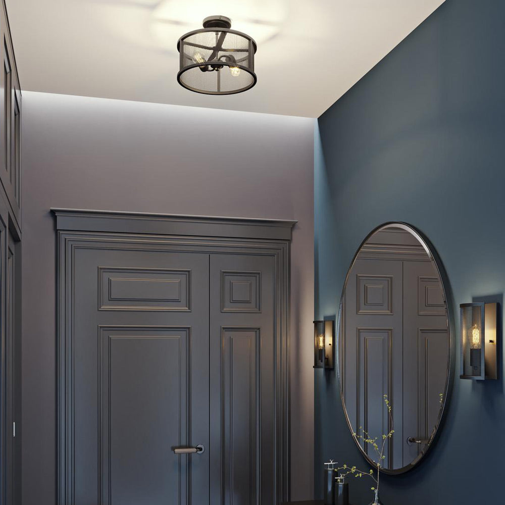 Austin Semi Flush Mount Ceiling Light in hallway.