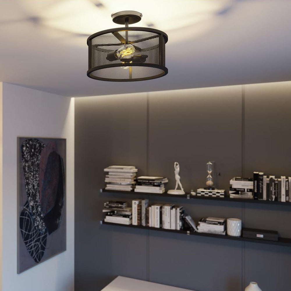 Austin Semi Flush Mount Ceiling Light in living room.