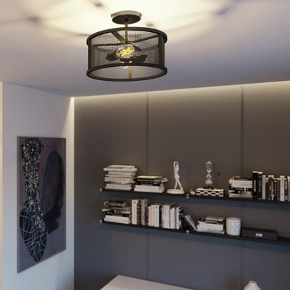 Austin Semi Flush Mount Ceiling Light in living room.