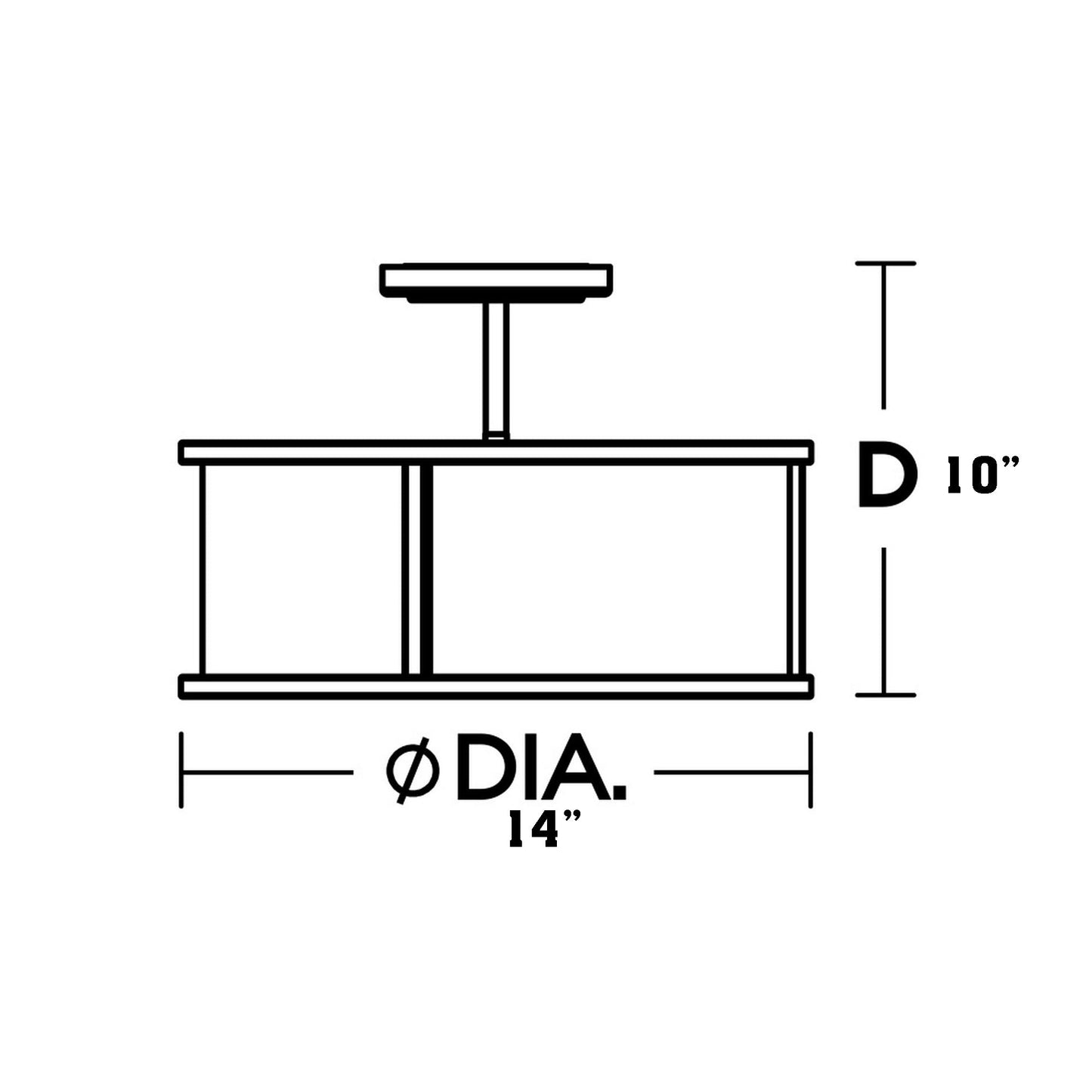 Austin Semi Flush Mount Ceiling Light - line drawing.