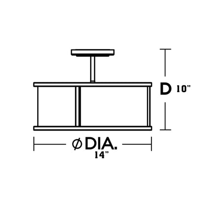 Austin Semi Flush Mount Ceiling Light - line drawing.