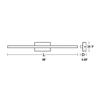 Barlow LED Bath Vanity Light - line drawing.