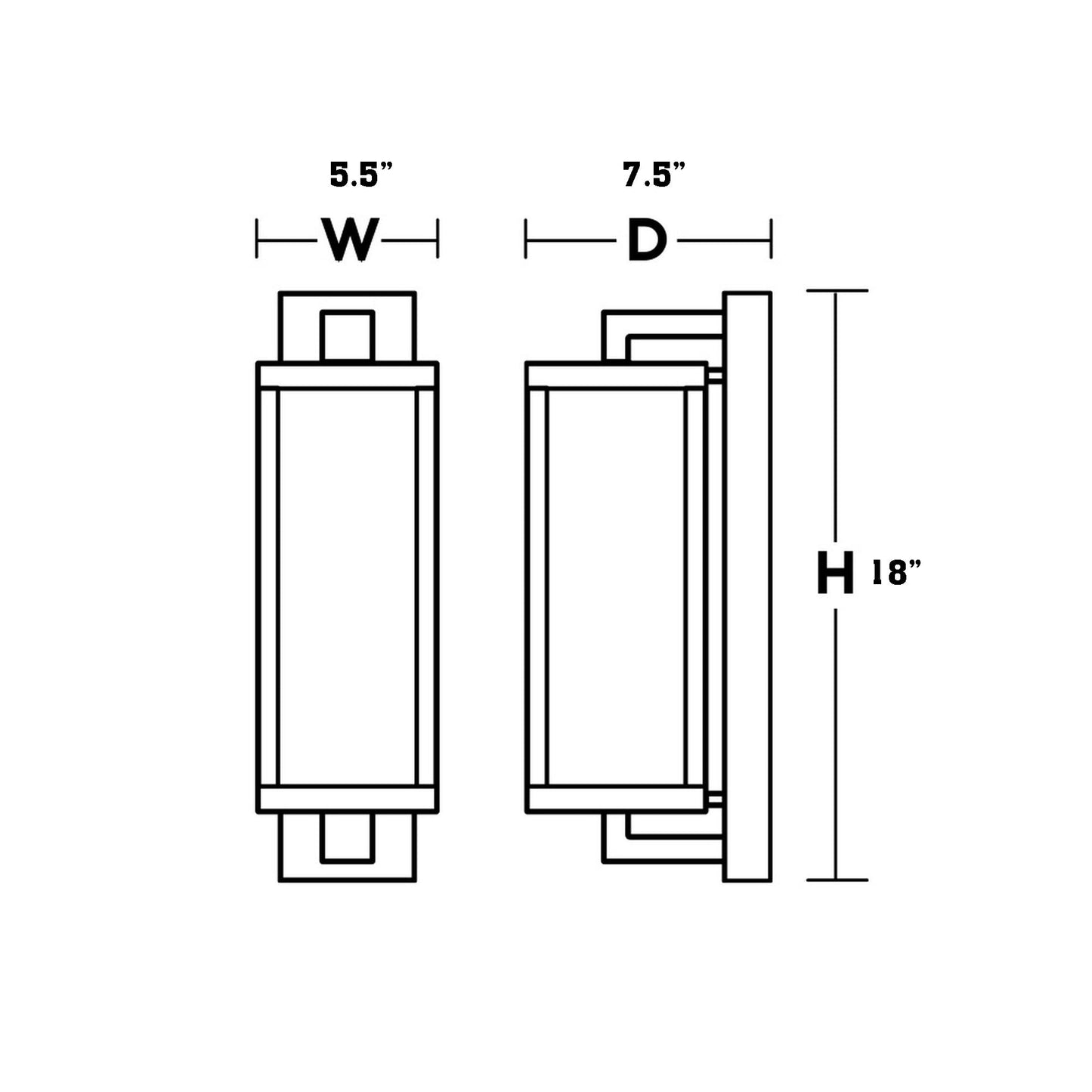 Blake Outdoor LED Wall Light - line drawing.