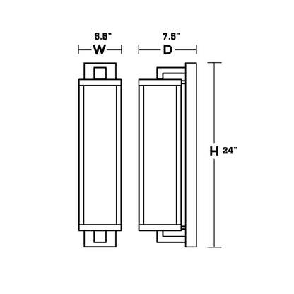 Blake Outdoor LED Wall Light - line drawing.