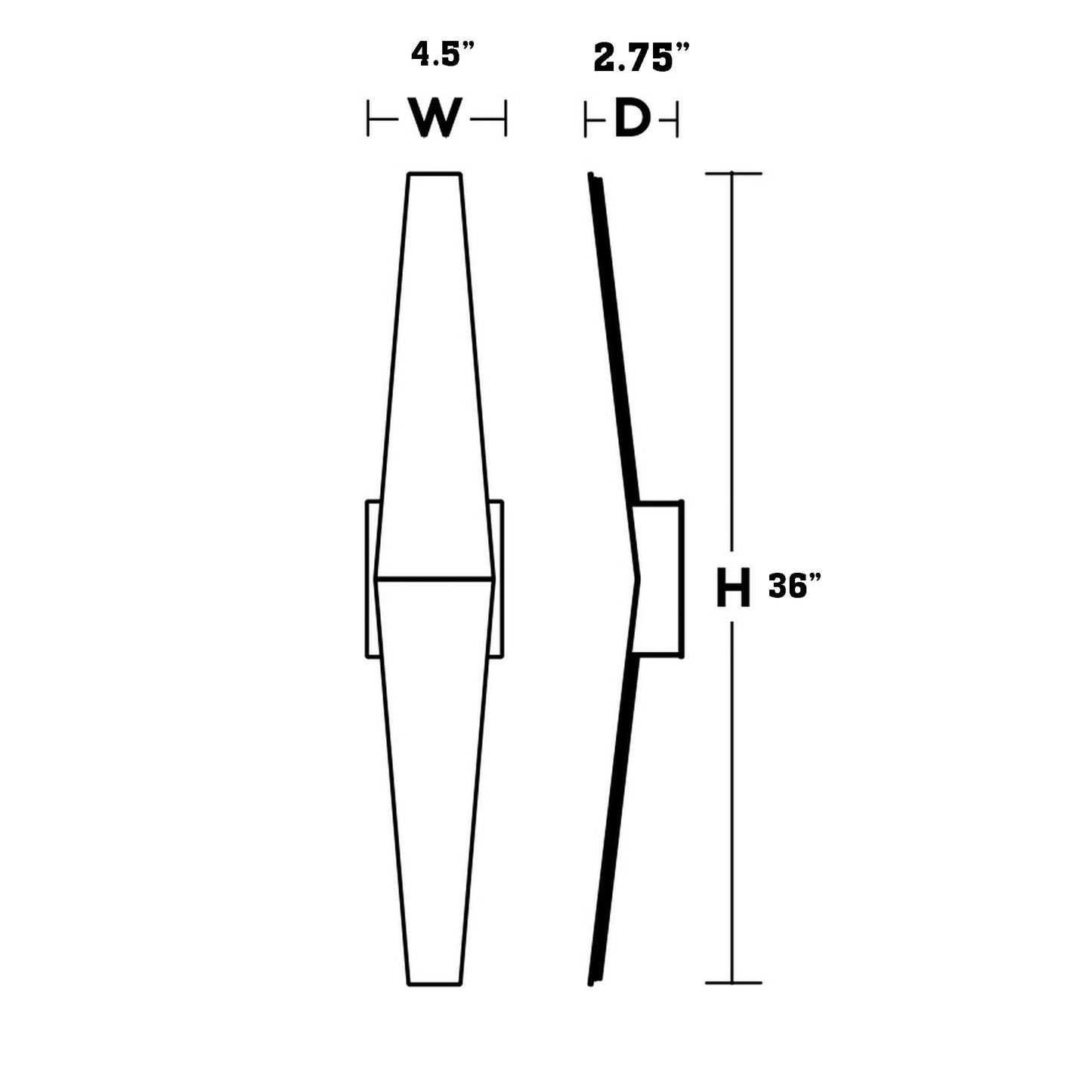 Brink LED Wall Light - line drawing.