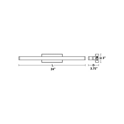 Brock LED Vanity Wall Light - line drawing.