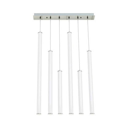 Caden Linear LED Pendant Light in Satin Nickel.