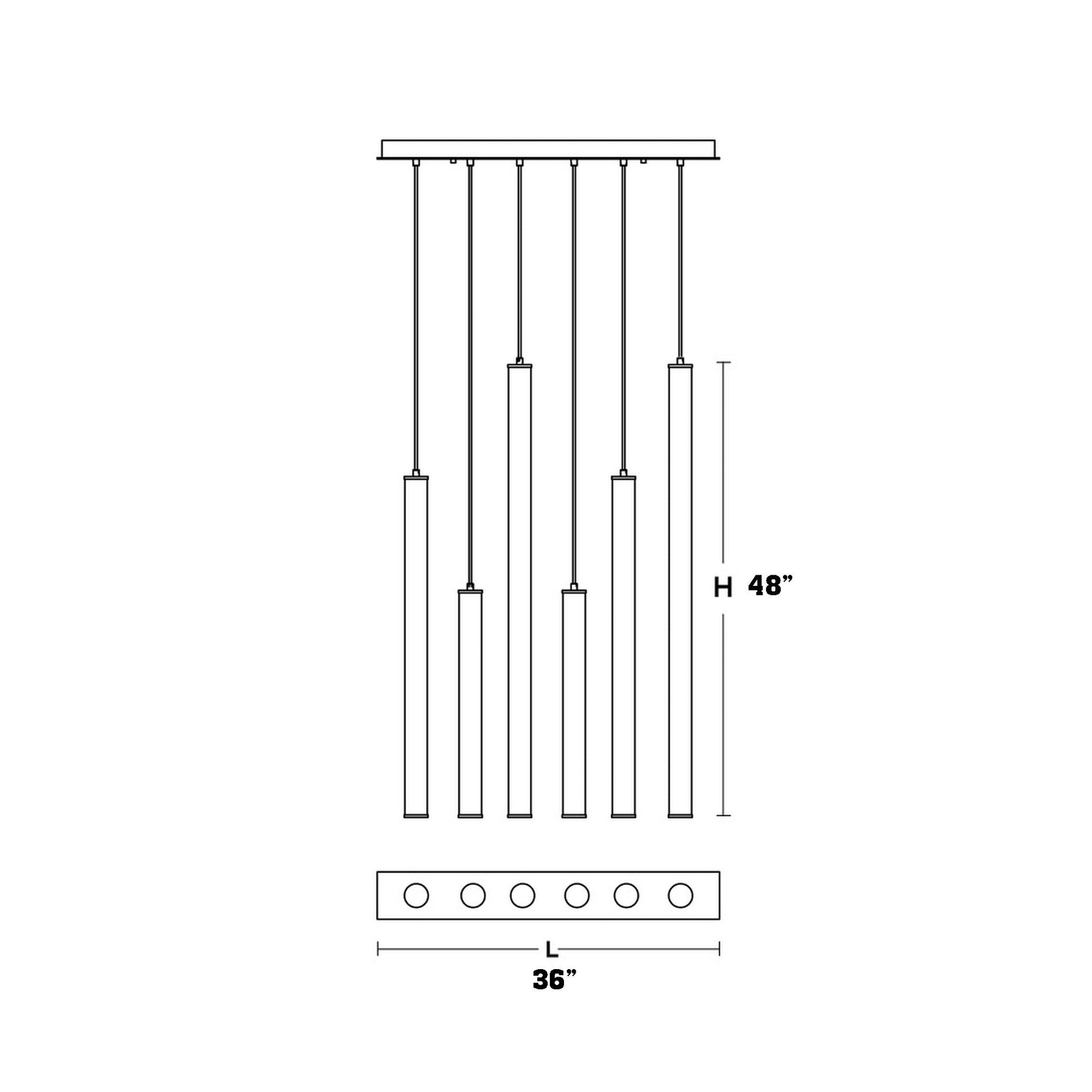 Caden Linear LED Pendant Light - line drawing.