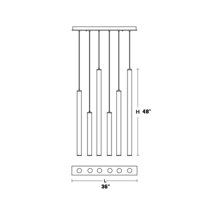 Caden Linear LED Pendant Light - line drawing.