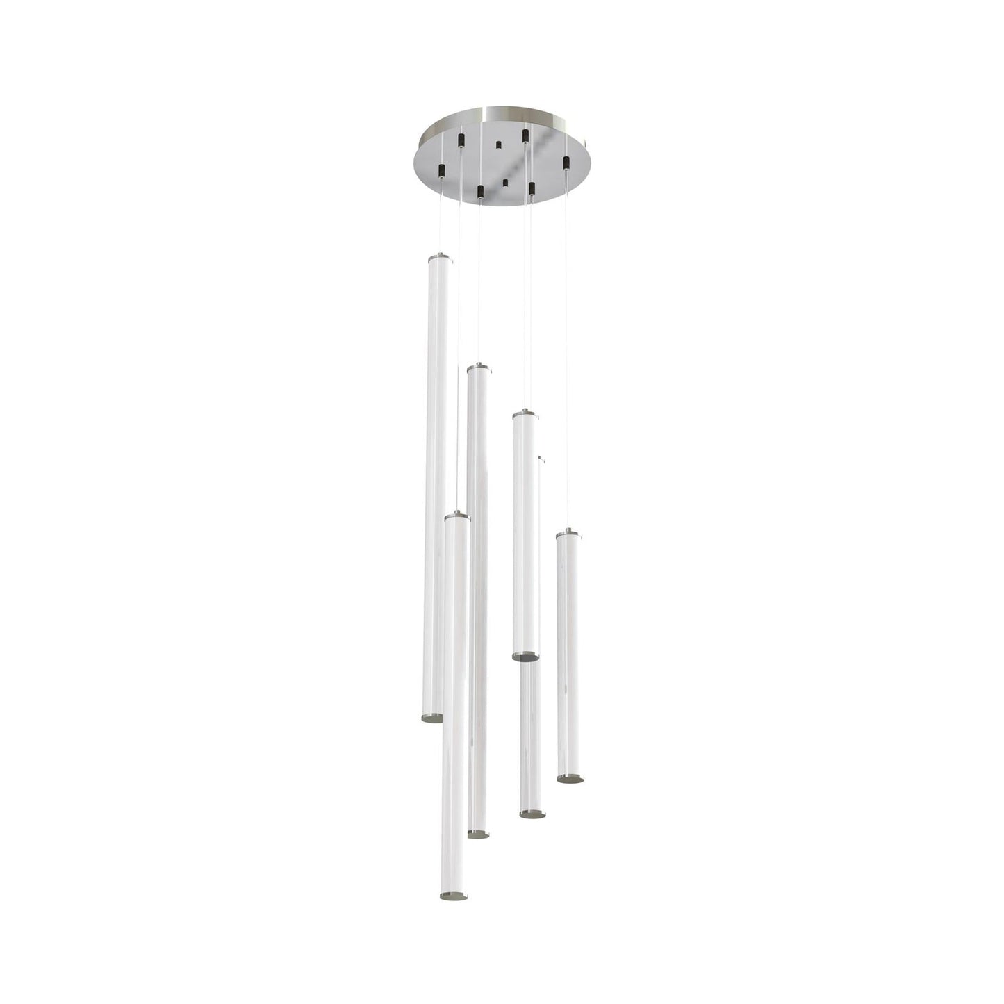 Caden Round LED Pendant Light in Satin Nickel (18-Inch).
