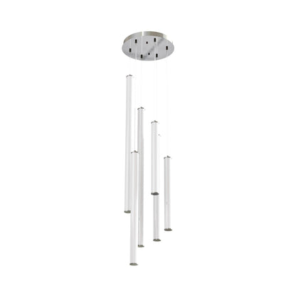 Caden Round LED Pendant Light in Satin Nickel (18-Inch).