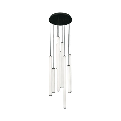 Caden Round LED Pendant Light in Black (24-Inch).