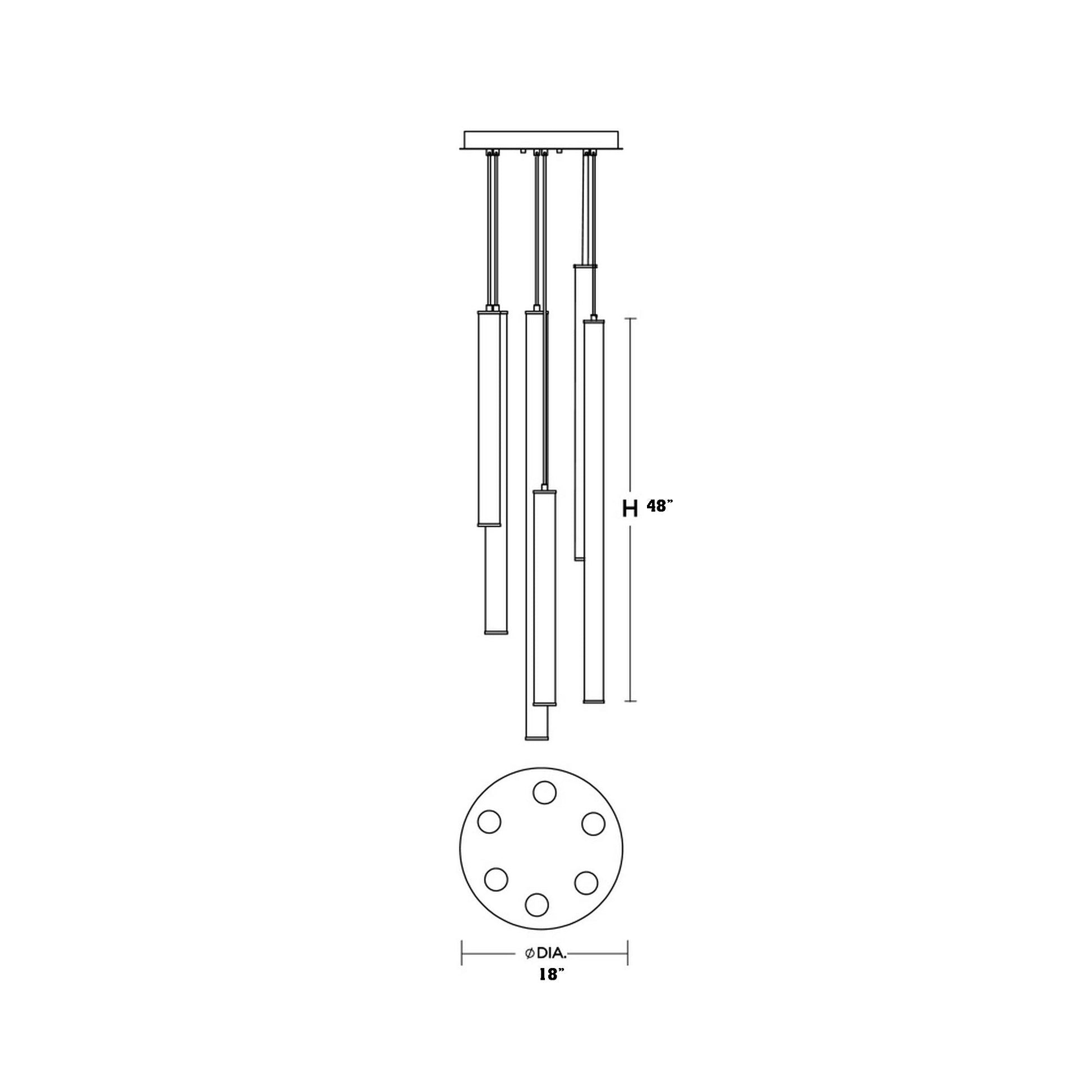 Caden Round LED Pendant Light - line drawing.