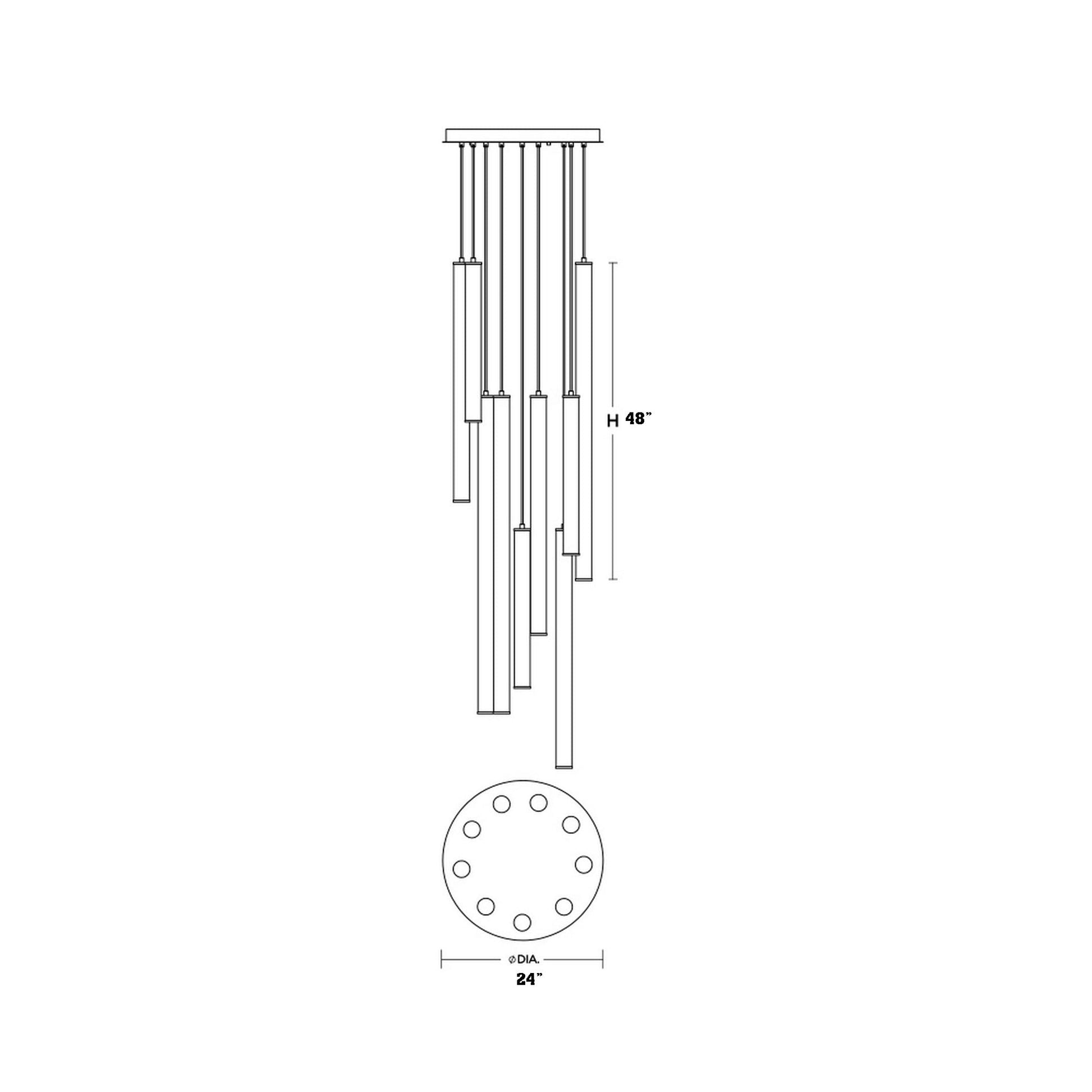 Caden Round LED Pendant Light - line drawing.