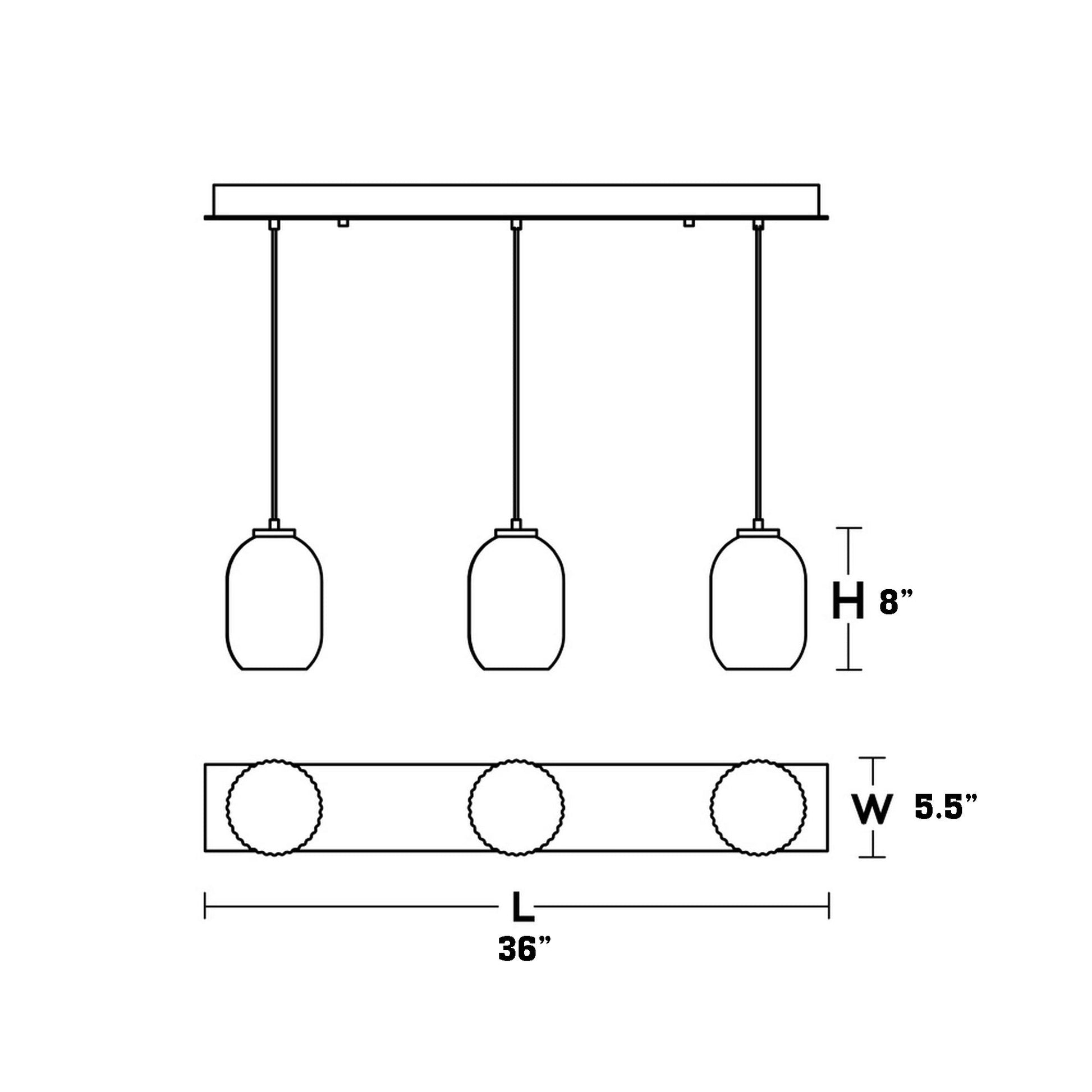 Callie Linear Pendant Light - line drawing.