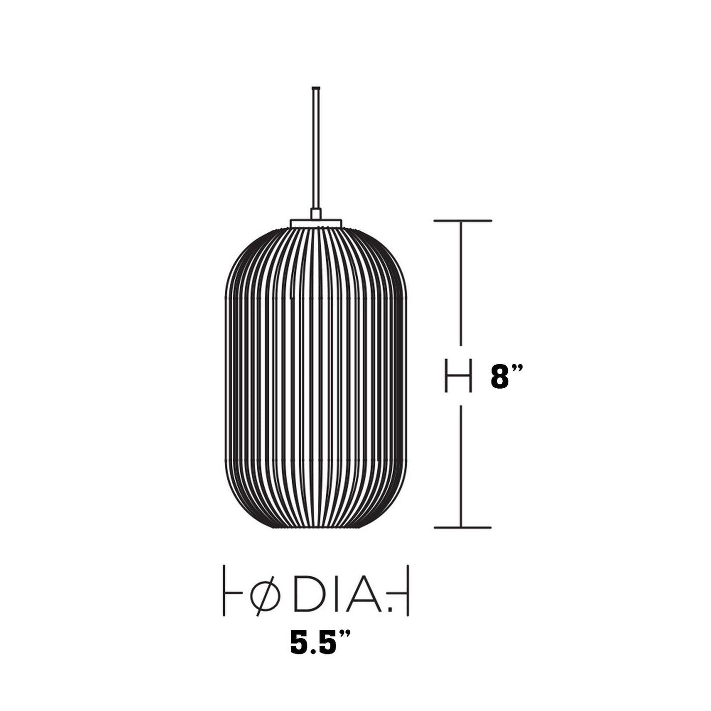 Callie Pendant Light - line drawing.
