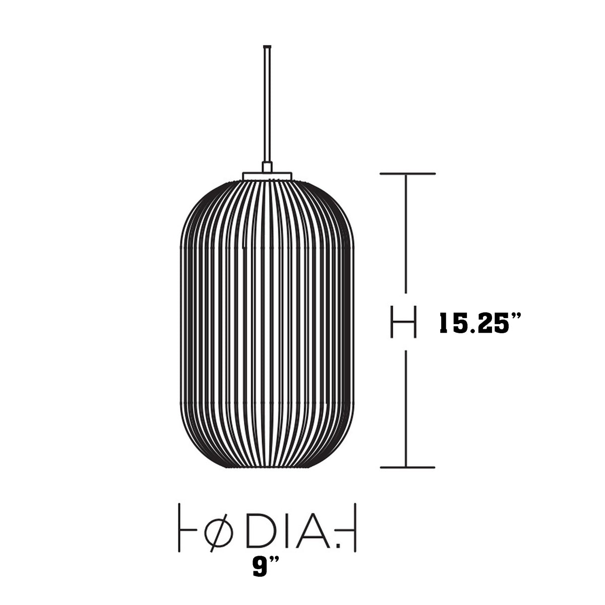Callie Pendant Light - line drawing.
