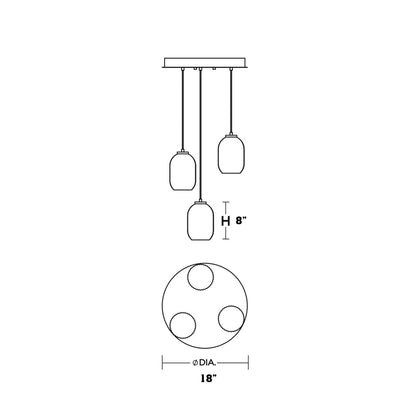 Callie Round Pendant Light - line drawing.