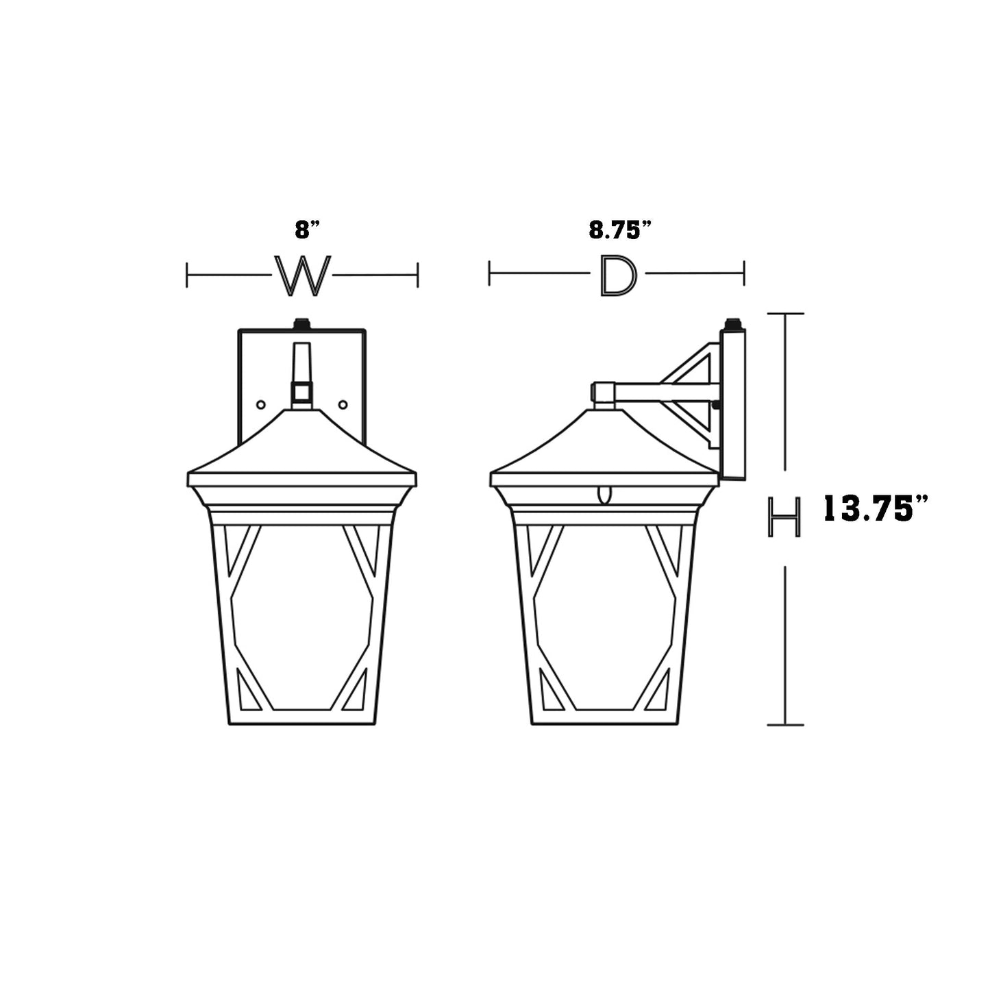 Campton Outdoor LED Wall Light - line drawing.