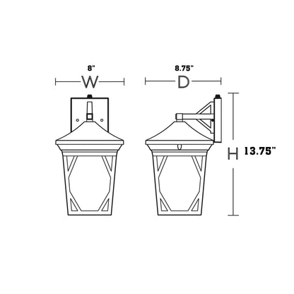 Campton Outdoor LED Wall Light - line drawing.
