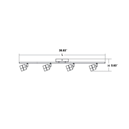 Cantrell LED Track Ceiling / Wall Light - line drawing.