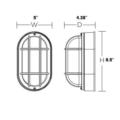 Cape Outdoor LED Wall Light - line drawing.