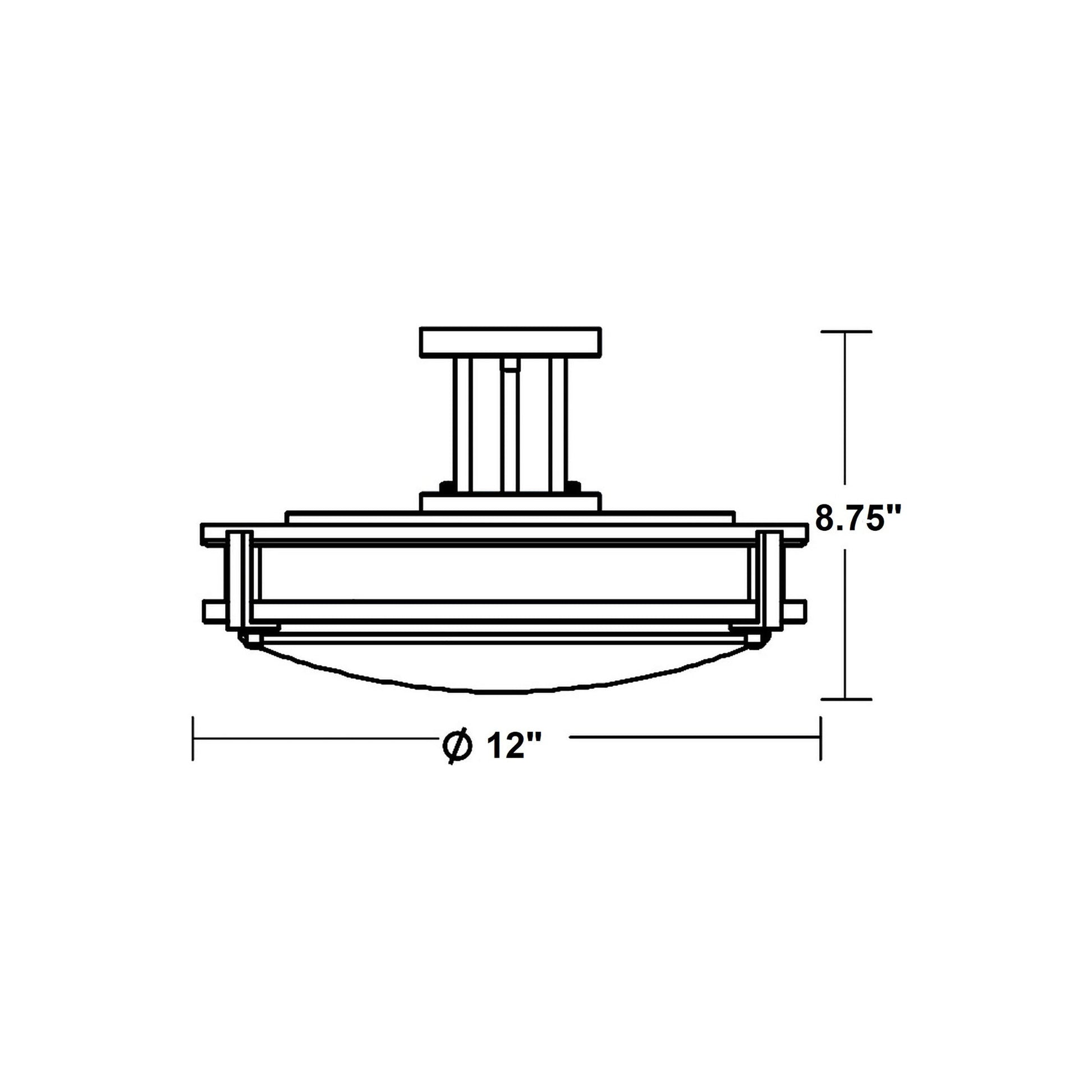 Carlisle LED Semi Flush Mount Ceiling Light - line drawing.