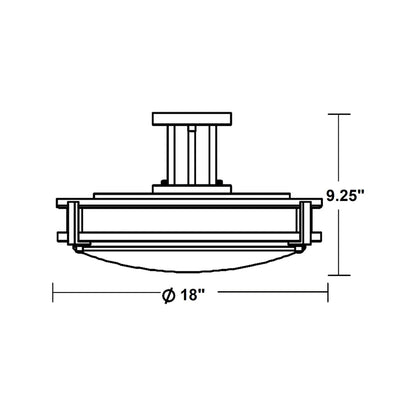 Carlisle LED Semi Flush Mount Ceiling Light - line drawing.