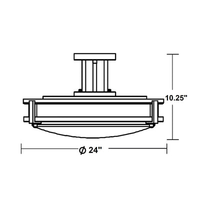 Carlisle LED Semi Flush Mount Ceiling Light - line drawing.