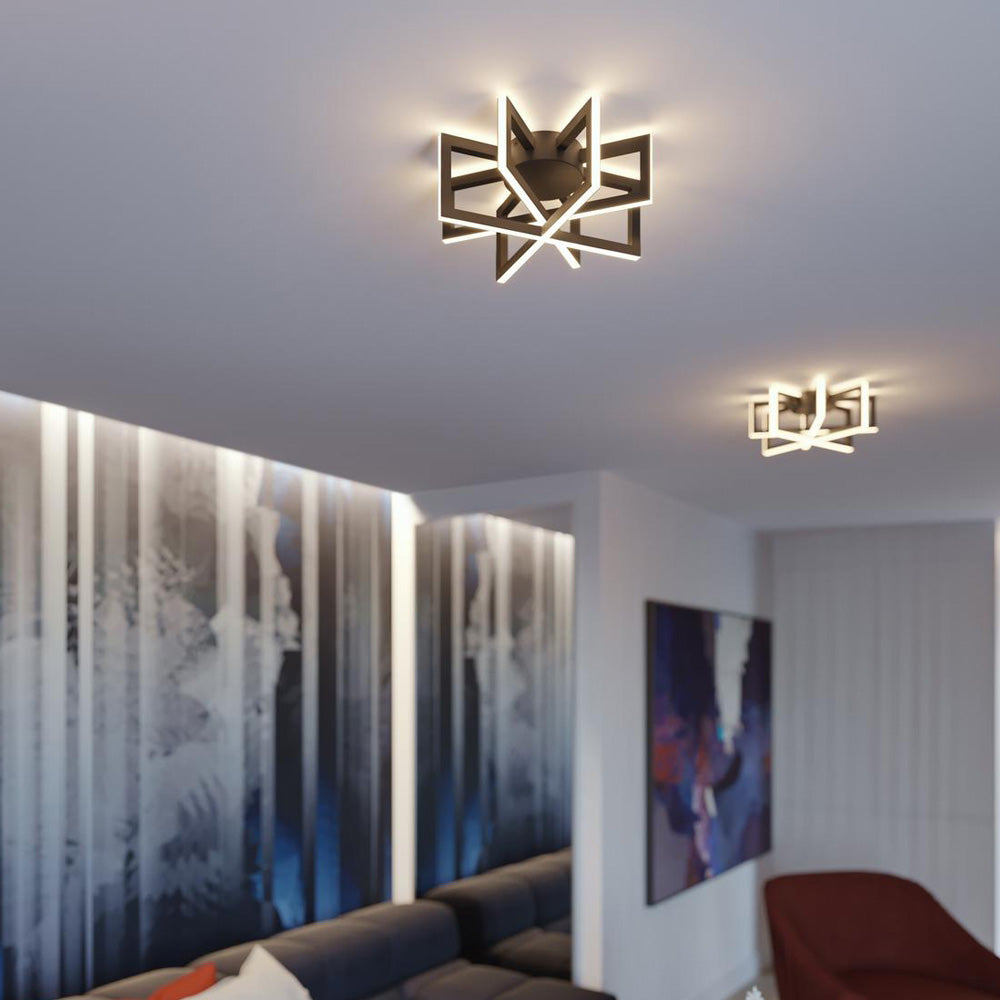 Cass LED Semi Flush Mount Ceiling Light in living room.