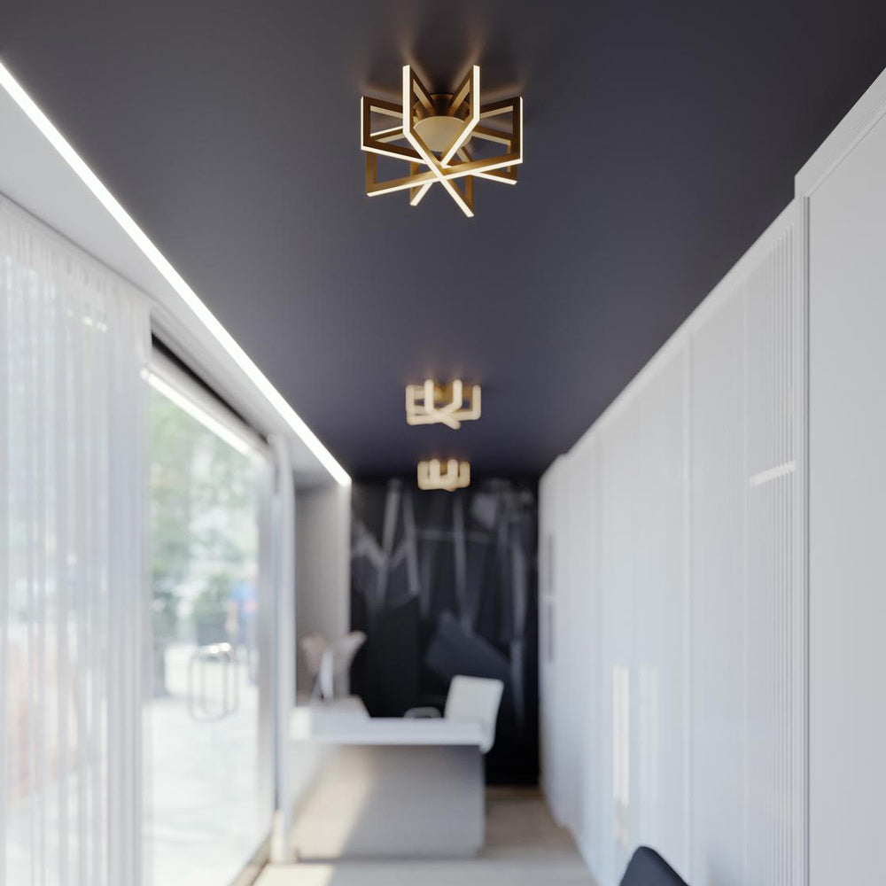 Cass LED Semi Flush Mount Ceiling Light in living room.